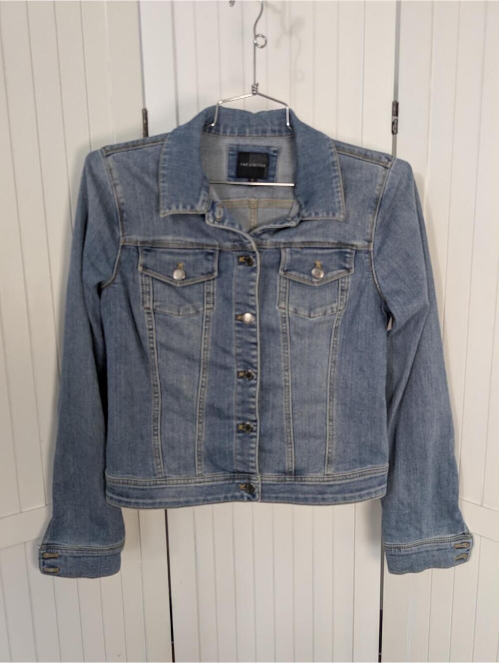 The Limited Denim Jacket Women Small Light Wash Cropped Stretch Jean Jacket
